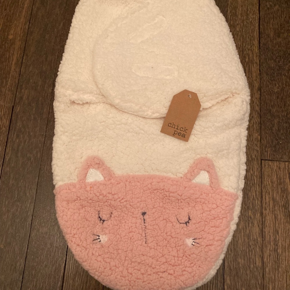 New With Tags Chick Pea Baby Pink Kitty Fleece Swaddle Sleep Sack 0-3 Months